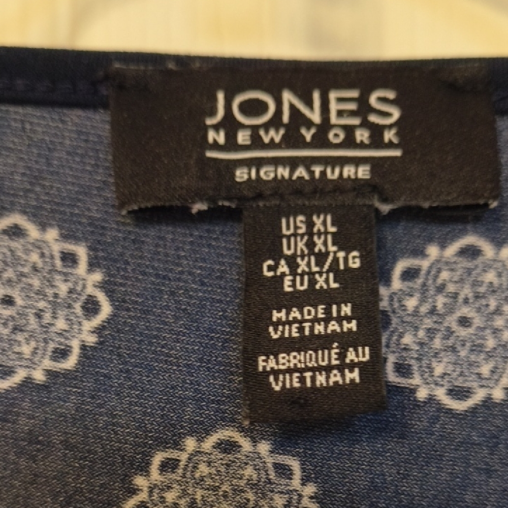 Jones New York Navy and White Polka Dot Tunic - Picture 2 of 7